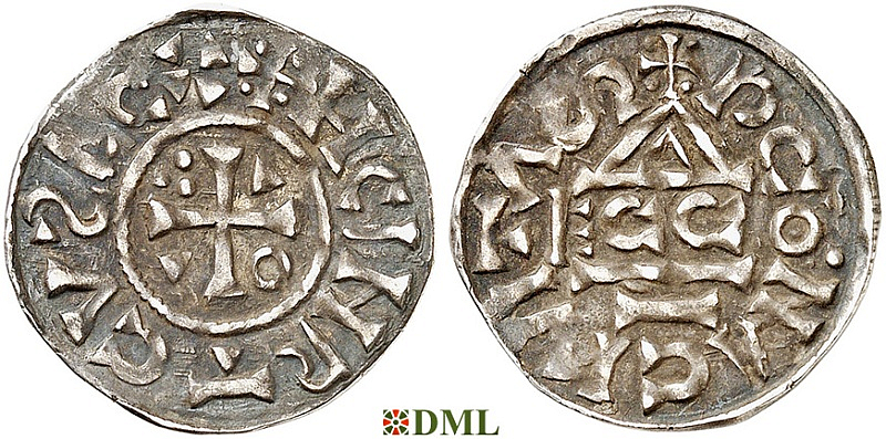 Денарий, Германия, Бавария, Heinrich II (1002-1024), м.д. Regensburg, монетарий ECCO, Hahn 1976, 27c1.3