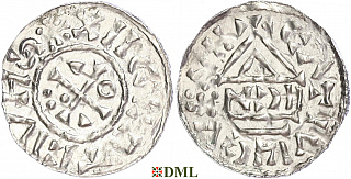 Денарий, Германия, Бавария, Heinrich II (1002-1024), м.д. Nabburg, монетарий IICN, Hahn 1976, 74a2