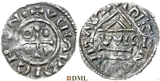 Денарий, Германия, Бавария, Heinrich IV (995-1002), м.д. Regensburg, монетарий WICL, Hahn 1976, 25e2.1
