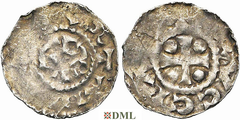 Денарий, Германия, Нижняя Лотарингия, Arnulf II (964-989) или Baldwin IV (989-1036), м.д. Brugge, Ilisch 2014, 11.3