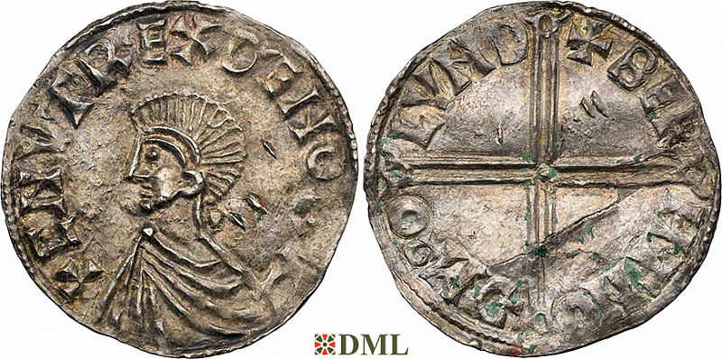 Денарий, Дания, Knut (1018-1035), м.д. Lund, Hbg. 4
