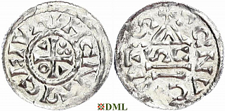 Денарий, Германия, Бавария, Heinrich II (1002-1024), м.д. Regensburg, монетарий SC, Hahn 1976, 27h4