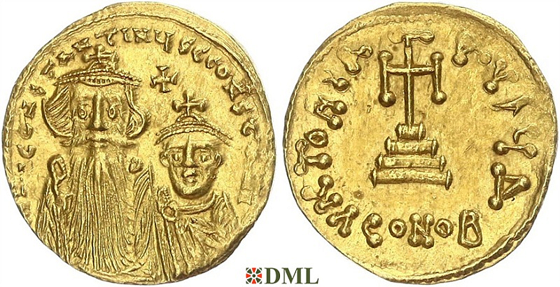 Солид, Византия, Constans II (641-668) с Constantine IV (654-668), м.д. Constantinople