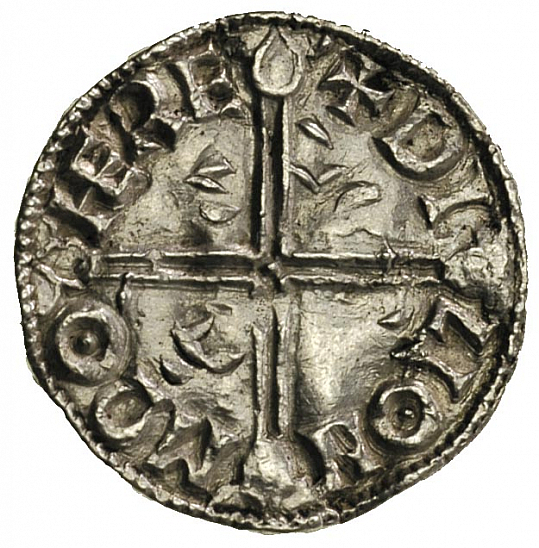 Денарий, Англия, Æthelred II (978-1016), м.д. Hereford, монетарий Dilion