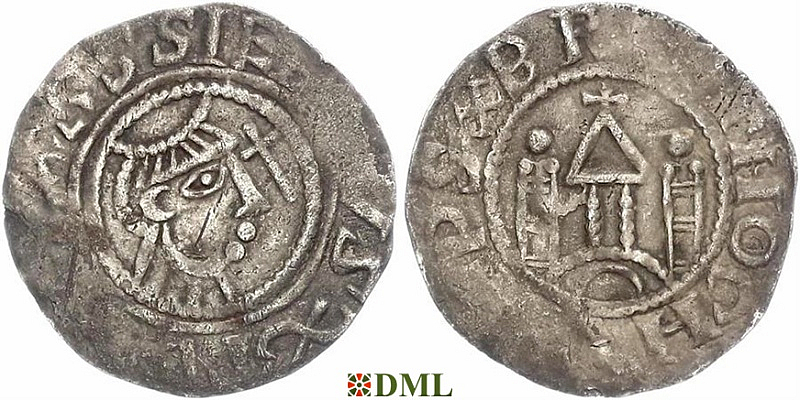 Денарий, Германия, Саксония, Burchard I (1036-1059), м.д. Halberstadt, Dbg. 628