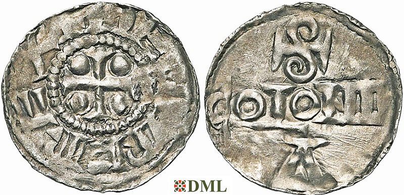 Денарий, Германия, Нижняя Лотарингия, Anonymous bishop, м.д. регион Meuse