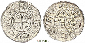 Обол, Германия, Бавария, Heinrich II (1002-1024), м.д. Regensburg, монетарий ECCO, Hahn 1976, 28