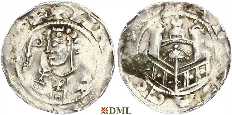 Денарий, Германия, Нижняя Лотарингия, Hermann III von Hochstaden (1089-1099), м.д. Koln, Dbg. 
