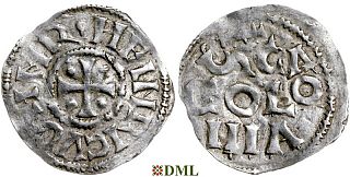 Денарий, Германия, Нижняя Лотарингия, Heinrich II (1002-1024), м.д. Koln, Dbg. 350