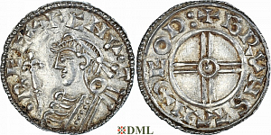 Денарий, Англия, Cnut (1016-1035), м.д. Thetford, монетарий , North 787