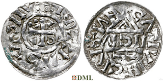 Денарий, Германия, Бавария, Heinrich II (1002-1024), м.д. Nabburg, монетарий IICIV, Hahn 1976, 74a1