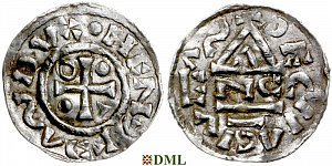 Денарий, Германия, Бавария, Heinrich IV (995-1002), м.д. Regensburg, монетарий ENC, Hahn 1976, 25c1