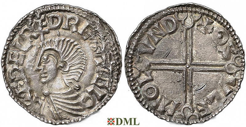 Денарий, Англия, Æthelred II (978-1016), м.д. London, монетарий Oswulf, North 774