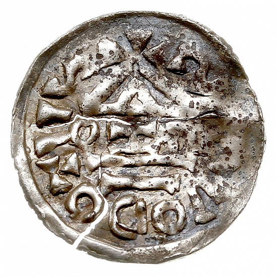 Денарий, Германия, Бавария, Henrich II (1002-1024), м.д. Salzburg, монетарий OZO, Hahn 1976, 89a5