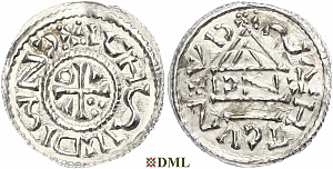 Денарий, Германия, Бавария, Heinrich II (1002-1024), м.д. Regensburg, монетарий ENCI, Hahn 1976, 27d3