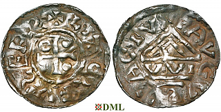 Денарий, Германия, Швабия, Liutolf (989-995), м.д. Augsburg, монетарий WI, Hahn 1976, 138a1