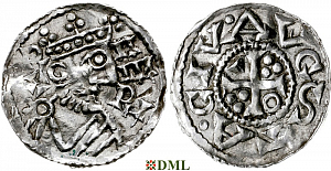 Денарий, Германия, Швабия, Heinrich II (1002-1024), м.д. Augsburg, Hahn 1976, 145.22