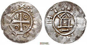Денарий, Германия, Саксония, Нижняя Саксония , Otto III (983-1002), м.д. Goslar, type OAP