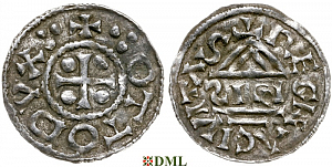 Денарий, Германия, Бавария, Otto I (973-982), м.д. Regensburg, монетарий SIGI, Hahn 1976, 17h1.1