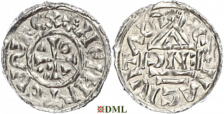 Денарий, Германия, Бавария, Heinrich II (1002-1024), м.д. Regensburg, монетарий ENCI, Hahn 1976, 27d2