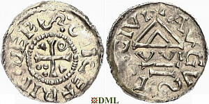 Денарий, Германия, Швабия, Siegfried I (1000-1006), м.д. Augsburg, монетарий WI, Hahn 1976, 141a1.1