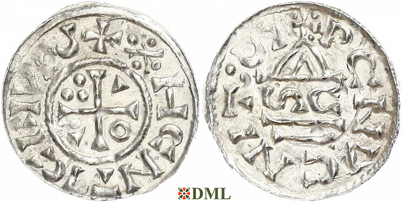 Денарий, Германия, Бавария, Heinrich II (1002-1024), м.д. Regensburg, монетарий SC, Hahn 1976, 27h4
