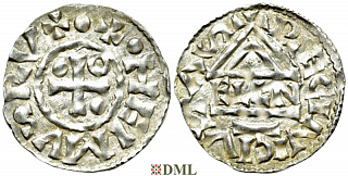 Денарий, Германия, Бавария, Hg. Heinrich II (985-995), м.д. Regensburg, монетарий ELLN, Hahn 1976, 22c2