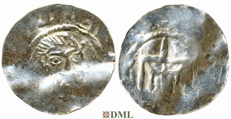 Денарий, Германия, Нижняя Лотарингия, Bernhard II (1011-1059), м.д. Jever, Dbg. 591-593