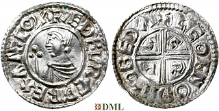Денарий, Англия, Æthelred II (978-1016), м.д. Bedford, монетарий Leofnoth, North 770