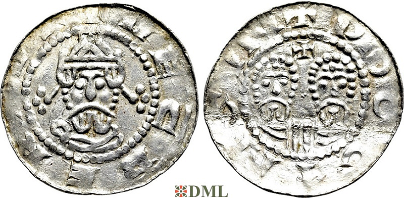 Денарий, Германия, Нижняя Лотарингия, Gf. Egbert II (1068-1090), м.д. Dokkum, Ilisch 2000, 22.5