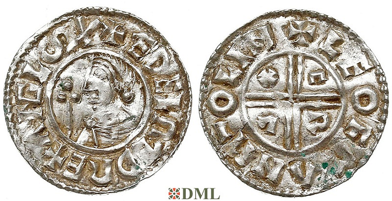 Денарий, Англия, Æthelred II (978-1016), м.д. Lincoln, монетарий Leofman, North 770