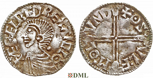 Денарий, Англия, Æthelred II (978-1016), м.д. London, монетарий Oswulf, North 774