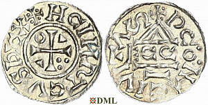 Денарий, Германия, Бавария, Heinrich II (1002-1024), м.д. Regensburg, монетарий ECCO, Hahn 1976, 27c1