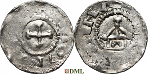 Денарий, Германия, Швабия, Otto III (983-1002), м.д. Strassburg, Dbg. 910