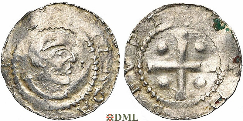 Денарий, Германия, Саксония, EB. Aribo (1021-1031), м.д. Erfurt, Dbg. 876