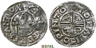 Денарий, Англия, Æthelred II (978-1016), м.д. Winchester, монетарий Toca, North 770