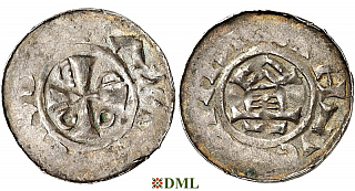 Денарий, Германия, Саксония, Otto III (983-1002), м.д. Goslar, type OAP
