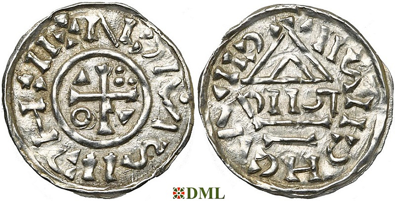 Денарий, Германия, Бавария, Heinrich II (1002-1024), м.д. Neuburg, монетарий DIIUT, Hahn 1976, 85a1