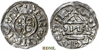 Денарий, Германия, Бавария, Heinrich IV (995-1002), м.д. Regensburg, монетарий EИC, Hahn 1976, 25с6.