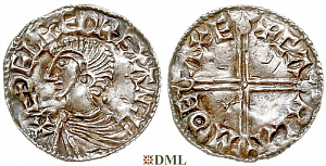 Денарий, Англия, Æthelred II (978-1016), м.д. Exeter, монетарий Carl's, North 774