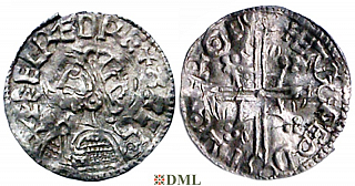 Денарий, Англия, Æthelred II (978-1016), м..д. Rochester, монетарий Eadweard, North 775