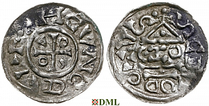 Денарий, Германия, Бавария, Heinrich IV (995-1002), м.д. Salzburg, монетарий CZO, Hahn 1976, 87a1.1A