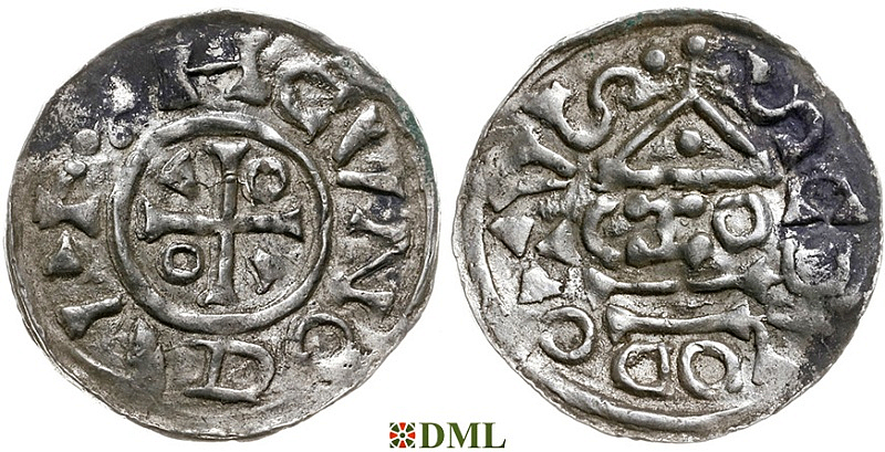 Денарий, Германия, Бавария, Heinrich IV (995-1002), м.д. Salzburg, монетарий CZO, Hahn 1976, 87a1.1A