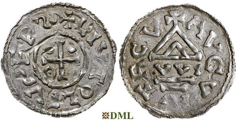 Денарий, Германия, Швабия, Liutolf (989-995), м.д. Augsburg, монетарий WI, Hahn 1976, 138a1.3
