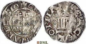 Денарий, Германия, Нижняя Лотарингия, Konrad II (1027-1039), Hermann II (1036-1056), м.д. Koln, Dbg. 387