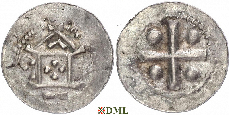 Денарий, Германия, Саксония, Bardo (1031-1051), м.д. Erfurt, Dbg. 878