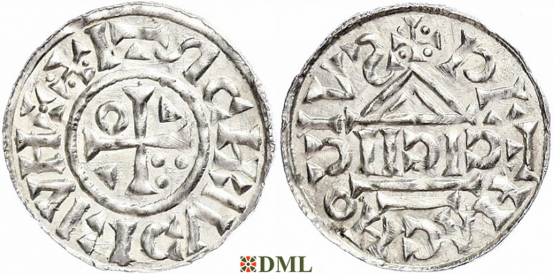 Денарий, Германия, Бавария, Heinrich II (1002-1024), м.д. Regensburg, монетарий CICII, Hahn 1976, 27b1