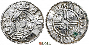 Денарий, Англия, Cnut (1016-1035), м.д. Lincoln, монетарий Aslac, North 787