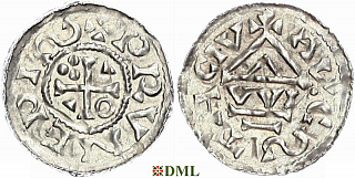 Денарий, Германия, Швабия, Bruno (1006-1029), м.д. Augsburg, монетарий WI, Hahn 1976, 142a2