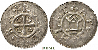 Денарий, Германия, Саксония, Otto III (983-1002), м.д. Goslar, type OAP